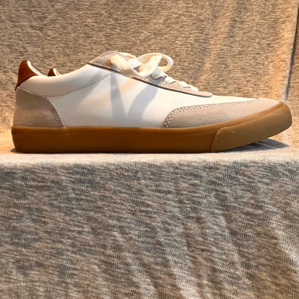 Express Men's White and Tan Leather Sneakers